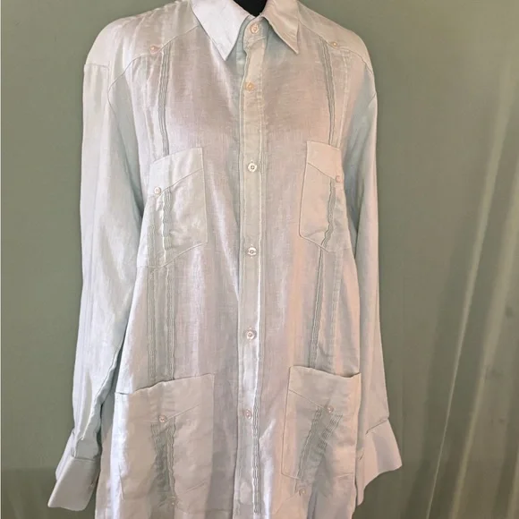 Fernando Pena Masters of Linen 100% Linen Men’s Casual Dress Shirt Sz L - Picture 1 of 8